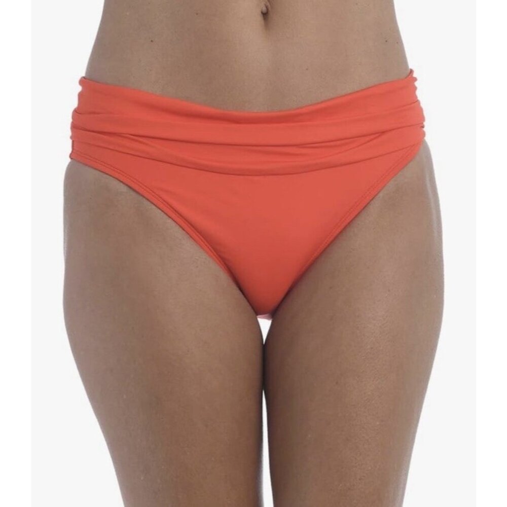 La Blanca NWT Island Goddess Banded Hipster Swimsuit Bikini Bottom 10 PPK Orange